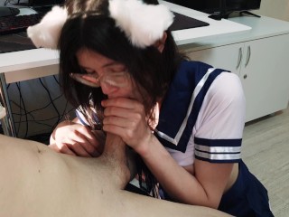 Cute Chan With Cat Ears In A Sexy Suit Was Eager To Satisfy Her Hunger With Her Senpai's Sperm 4k